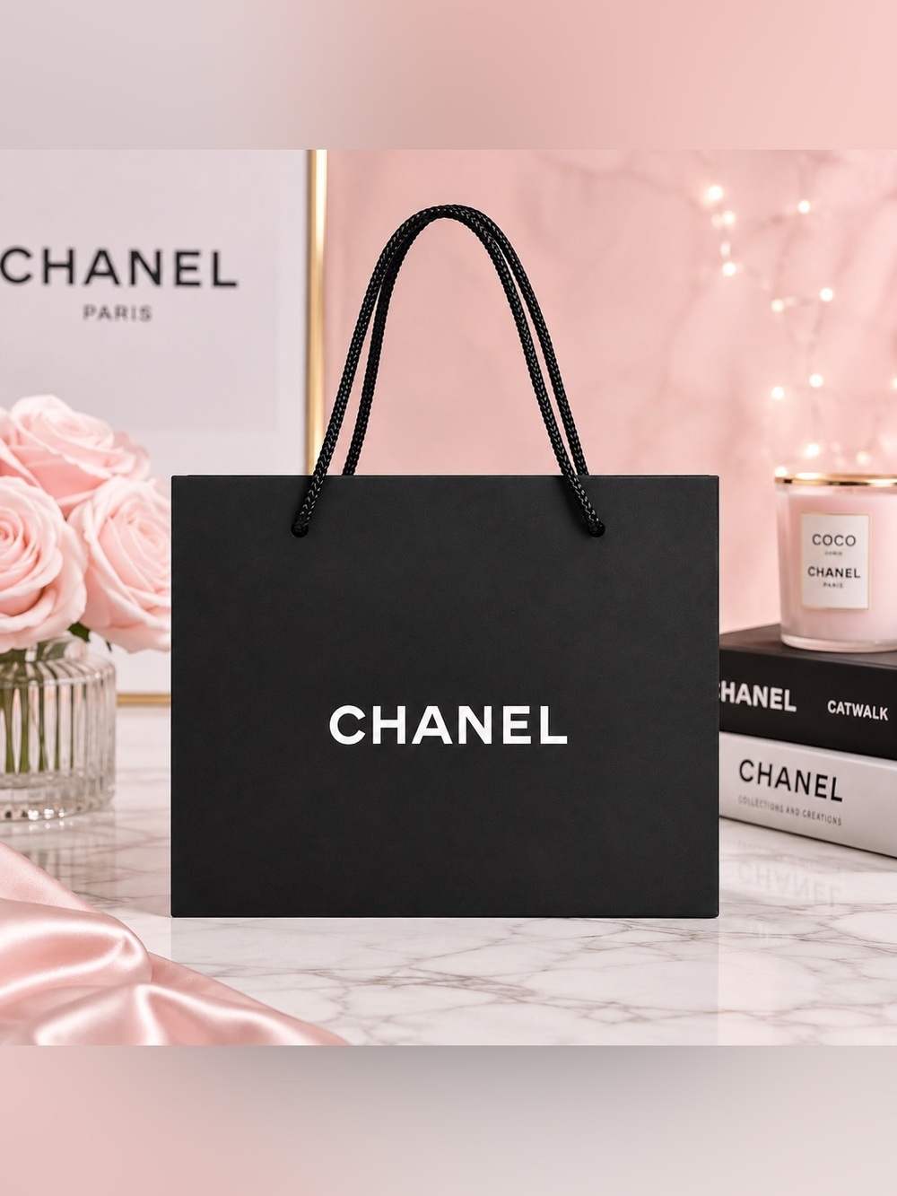 CHANEL Black Bag with Black Handles